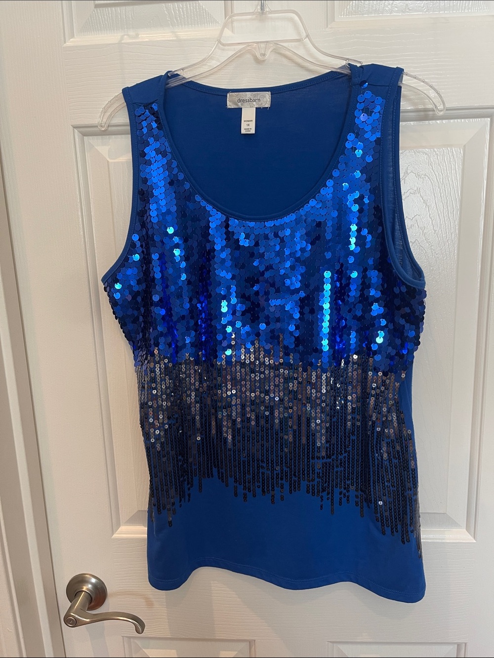 dressbarn Royal Blue Sequin Fringe Tank